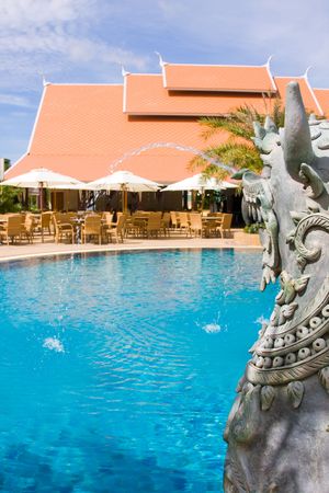 Swimming pool.Pattaya city in Thailand.の写真素材