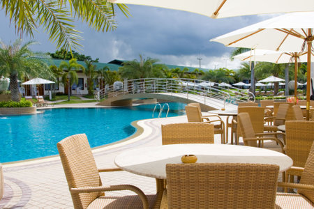 Swimming pool.Pattaya city in Thailand.のeditorial素材