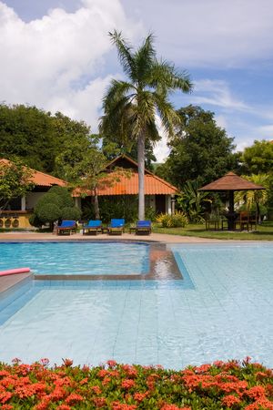Swimming pool.Pattaya city in Thailand.の写真素材