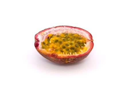 Passion fruit on a white backgroundの写真素材