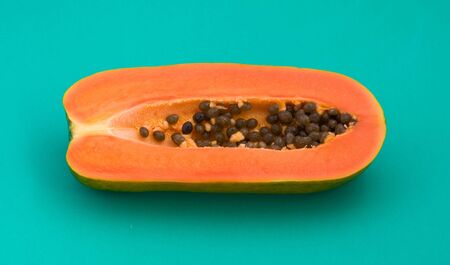 Papaya on a green backgroundの写真素材