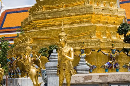 The temple in the Grand palace area, one of the major tourism attraction in Bangkok, Thailandの写真素材