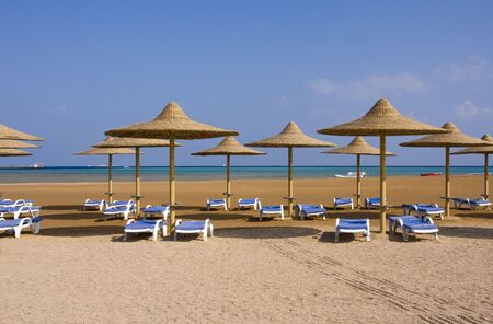 Beach on a sunny day. Hurghada city in Egypt.の写真素材