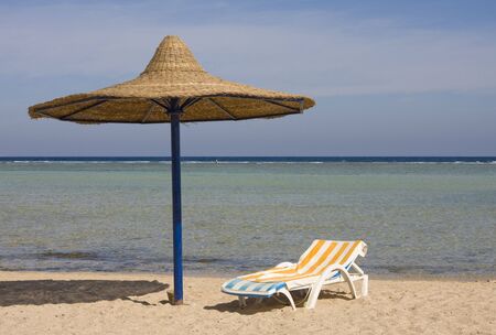 Beach on a sunny day. Hurghada city in Egypt.の写真素材