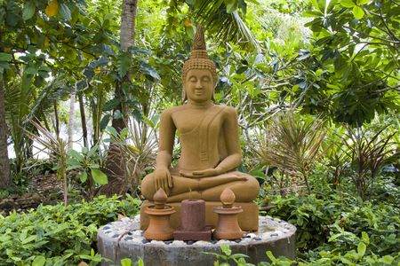 Stone statue of Buddhaの写真素材