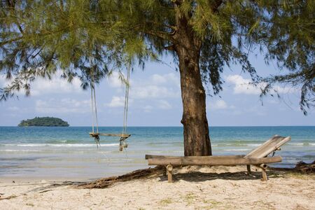 Beautiful tropical beach in Sihanouk Ville, Cambodia の写真素材