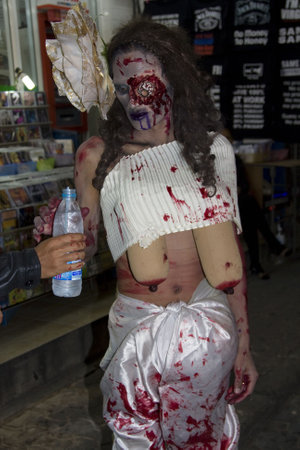 Thai people celebrate Halloween on October 31 2010 in Pattaya, Thailand. Halloween has become popular in Thailand in recent years .のeditorial素材