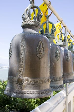 Bell in buddisht templeの写真素材