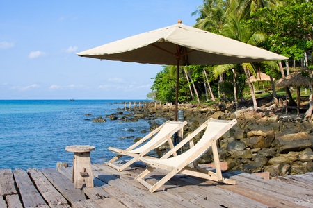 Wooden pier in tropical paradise , Koh Kood island , Thailandの写真素材