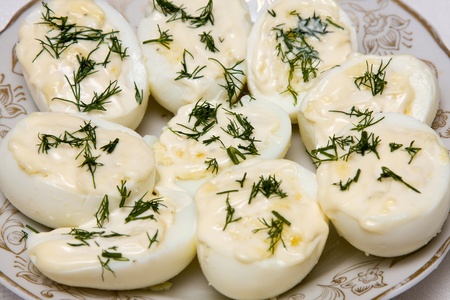 Close-up stuffed eggs の写真素材