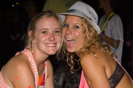 PHANGAN - JANUARY 08 : There are about 10,000 people every month at this Phangan beach Full moon party, on January 08, 2012 in Koh Phangan , Thailand .のeditorial素材