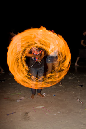 PHANGAN - JANUARY 08 : There are about 10,000 people every month at this Phangan beach Full moon...