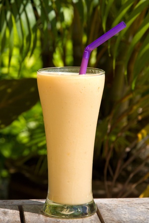 Fruit shake on the tableの写真素材