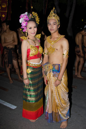 CHIANG MAI, THAILAND - NOVEMBER 11: Thai people takes part in a parade of the Loy Krathong Festival in Chiang Mai, Thailand on November 11, 2011のeditorial素材