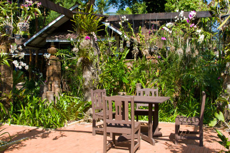 Empty cafe on the island Koh Samui, Thailandのeditorial素材