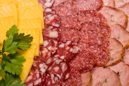 Meat assortment of beef, sausage and cheese