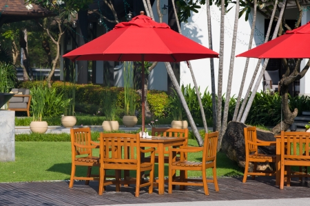 Table and chairs Thailand.の写真素材