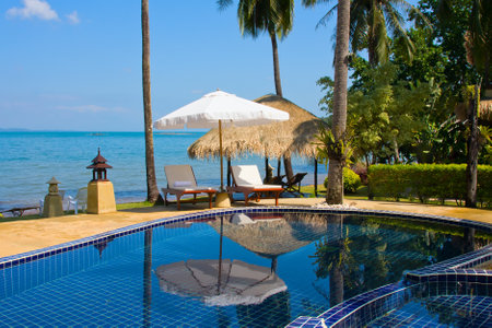 Swimming pool near the sea , Thailand.のeditorial素材