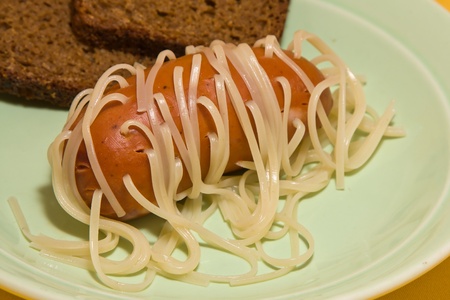 Pasta pierced sausageの写真素材