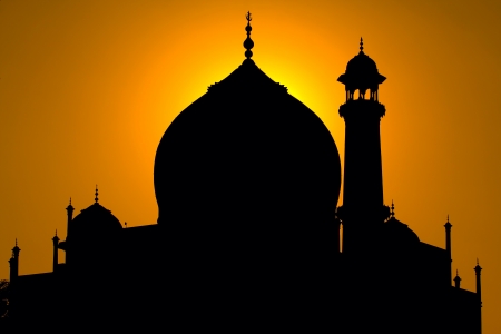 Taj Mahal silhouette, Agra, Indiaの写真素材
