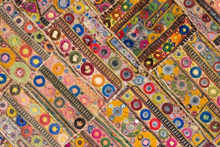 Indian patchwork carpet in Rajasthan, Asiaの写真素材