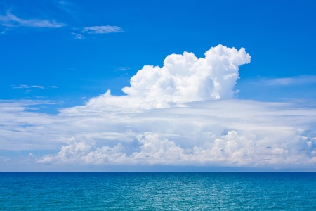 Blue sky with clouds over seaの写真素材