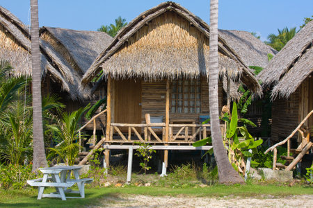 Tropical beach house on island Koh Phangan, Thailand.のeditorial素材