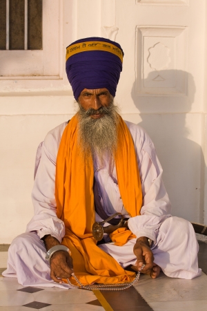 Indian sikh man in turban with bushy beardの写真素材