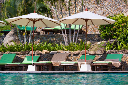 Swimming pool on island Koh Phangan,Thailandのeditorial素材