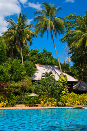 Swimming pool in spa resort   Thailand  のeditorial素材