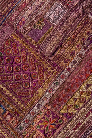 Indian patchwork carpet in Rajasthan, Asiaの写真素材