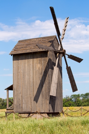 Old wooden windmill in Ukraineの写真素材