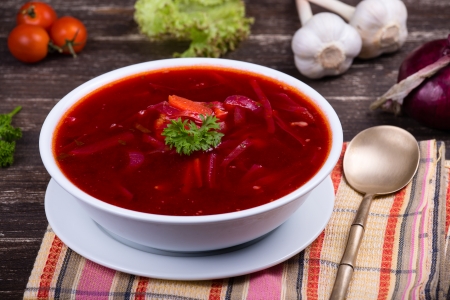 Ukrainian and russian national red borschの写真素材
