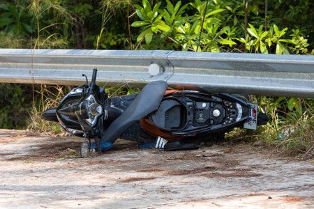 PHANGAN - FEBRUARY 25: Motorcycle accident that happened on the road on February 25, 2013 in Koh Phangan , Thailand .のeditorial素材
