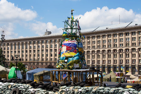 KIEV, UKRAINE - MAY 29, 2014:  Independence Square in Kiev during a demonstration against the dictatorship of Yanukovychのeditorial素材