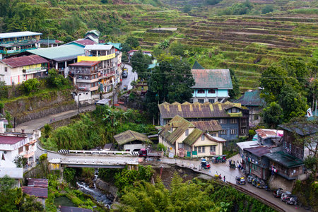 BANAUE, PHILIPPINES - JANUARY 23, 2014 :Village Banaue, northern Luzon, Ifugao province Philippines. The world heritage Rice terraces in Banaue.のeditorial素材