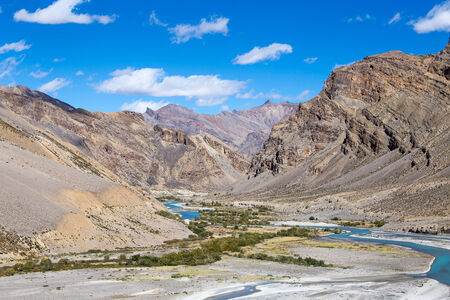Himalayan landscape in Himalayas along Manali-Leh highway. Himachal Pradesh, Indiaの写真素材