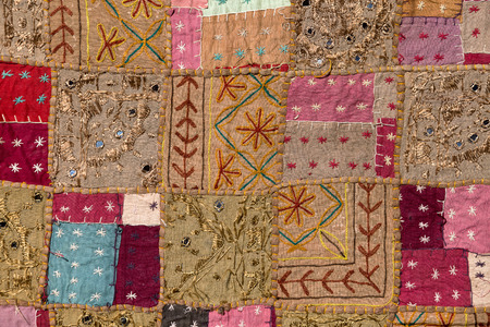 Asian patchwork carpet in Leh, Ladakh, India