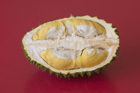 King of fruits, durian on red background