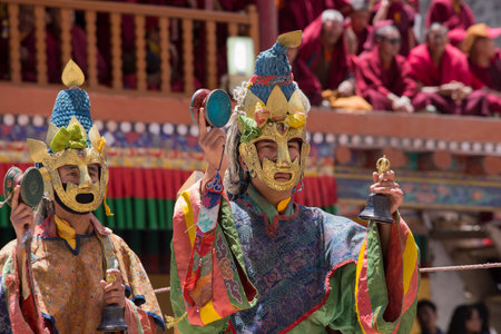 HEMIS, INDIA - JUNE 26, 2015: Hemis Festival is the Masked Dance, performed by the lamas, that...