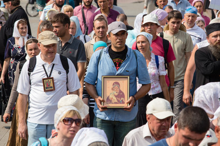 KIEV, UKRAINE - JULY 27, 2016 : Parishioners Ukrainian Orthodox Church Moscow Patriarchate during...