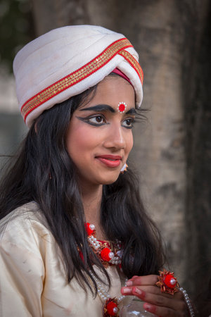 NEW DELHI, INDIA - JANUARY 23, 2017 : Indian girls take part in rehearsal activities for the upcoming India Republic Day parade. New Delhi, Indiaのeditorial素材