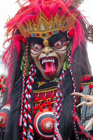 UBUD, BALI, INDONESIA - MARCH 20, 2015 : Impresive hand made structure, Ogoh-ogoh statue built for the Ngrupuk parade, which takes place on the even of Nyepi day in Bali island, Indonesia, close upのeditorial素材