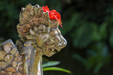 Close up of traditional Balinese God statue in temple. Island Bali, Indonesiaの写真素材