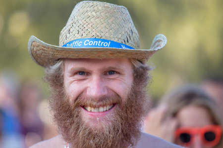 BUDAPEST, HUNGARY - AUGUST 15, 2017 : Unknown guy is a participants of music festival Sziget. Sziget Festival, the Island of Freedom, has ended with the total number of 452.000 Citizensのeditorial素材