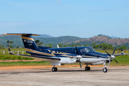 BUSUANGA, PHILIPPINES - FEBRUARY 08, 2014 : Airplane in Busuanga airport in island Coron