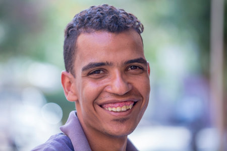 SHARM EL-SHEIKH, EGYPT - MAY 17, 2018 : Portrait happy egyptian man in old city marke in Sharm El Sheikh, South Sinai, Egyptのeditorial素材