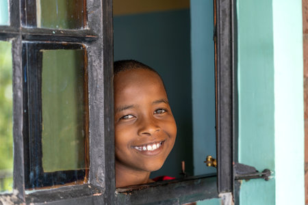 Arusha, Tanzania - december 20, 2019 : Unidentified african boy in a local school in Arusha, Tanzania, East Africa, close upのeditorial素材