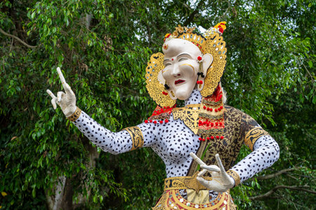 Impresive hand made structure, Ogoh-ogoh statue built for the Ngrupuk parade, which takes place on the even of Nyepi day in Ubud, Bali island, Indonesia, close upの写真素材