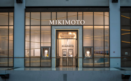 Singapore city, Singapore - february 27, 2020: Exterior view of Mikimoto boutique, famous for...